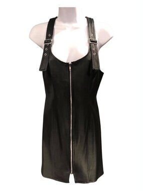 Black Faux Leather Mini Dress Neutral Zone Small